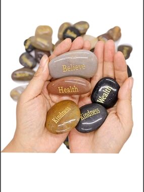 Gold-Engraved Message Stones - Assorted Neutral Tones